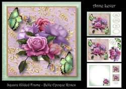 Square Gilded Frame - Belle Epoque Roses