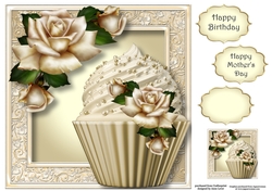 Ivory Roses Cupcake 8x8
