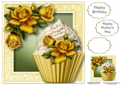 Golden Roses Cupcake 8x8