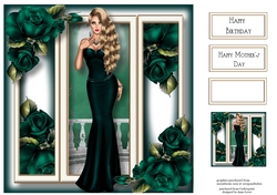 Elegance With Teal Roses 8x8
