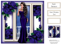 Elegance With Royal Blue Roses 8x8