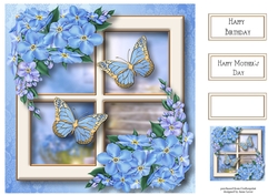 Golden Spring Butterflies - Blue 8x8