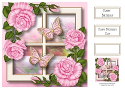 Golden Spring Butterflies - Pink 8x8
