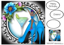 Stilettos & Cocktails - Blue - Version 2 8x8