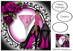Stilettos & Cocktails - Magenta - Version 2 8x8
