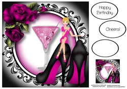 Stilettos & Cocktails - Magenta - Version 1 8x8