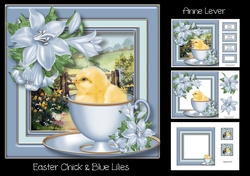 Easter Chick & Blue Lilies
