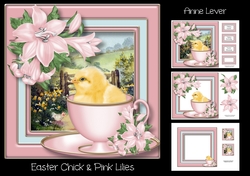 Easter Chick & Pink Lilies