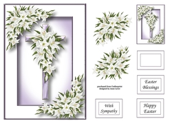 White Lilies & Cross - Easter Or Sympathy A5