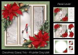 Christmas Scenic Trio - A Winter Dog Walk