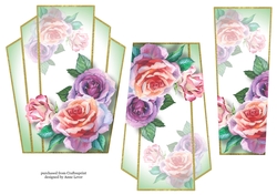 Art Deco Watercolour Stacker - Purple & Peach Roses