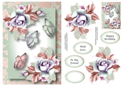 Pastel Butterflies & Spring Roses A5