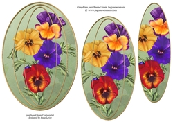 Elongated Oval Stacker - Pansies