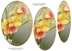 Elongated Oval Stacker - Vintage Daffodils