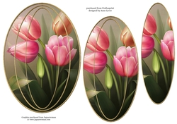 Elongated Oval Stacker - Pink Tulips