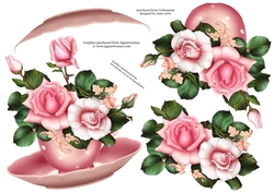 Floral Teacup & Saucer Decoupage Sheet - Blush Roses