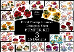 Floral Teacup & Saucer Decoupage Sheet Bumper Kit 3