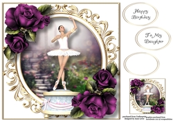 Ballerina Music Box With Purple Roses 8x8