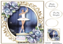 Ballerina Music Box With Blue Roses 8x8