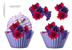 Floral cupcake Decoupage Sheet - Petunias
