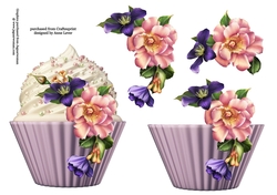 Floral cupcake Decoupage Sheet - Summer Blooms