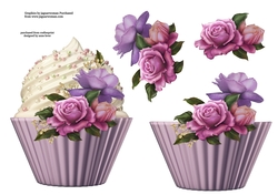 Floral Cupcake Decoupage Sheet - Belle Roses