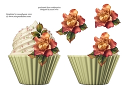 Floral Cupcake Decoupage Sheet - Blush Roses