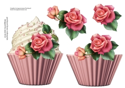 Floral Cupcake Decoupage Sheet - Downton Roses