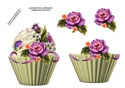 Floral Cupcake Decoupage Sheet - Garden Enchanted