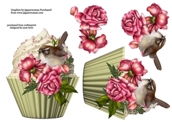 Floral Cupcake Decoupage Sheet - Glory Roses