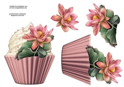 Floral Cupcake Decoupage Sheet - Lovely Lotus