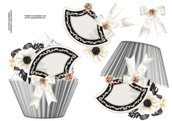 Floral Cupcake Decoupage Sheet - Purely Elegant