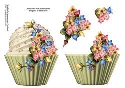 Floral Cupcake Decoupage Sheet - Summer Flowers