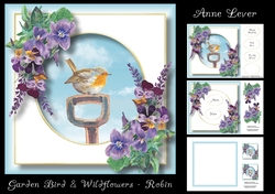 Garden Bird & Wildflowers - Robin