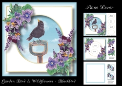 Garden Bird & Wildflowers - Black Bird