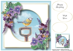 Garden Bird & Wildflowers - Blue Tit 8x8