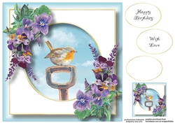 Garden Bird & Wildflowers - Robin 8x8