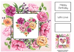 Gorgeous Watercolour Floral Heart 2 8x8