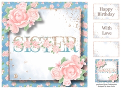 Pretty Pink Roses & Glitter Sister 8x8