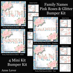Family Names Pink Roses & Glitter Bumper Kit