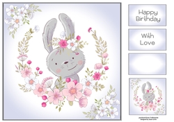 Cute Animals Floral Wreath - Bunny