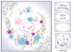 Cute Animals Floral Wreath - Mouse