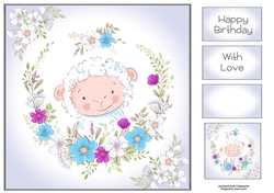 Cute Animals Floral Wreath - Lamb