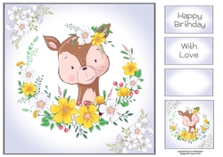 Cute Animals Floral Wreath - Deer