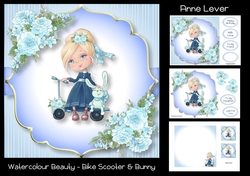 Watercolour Beauty - Bike Scooter & Bunny