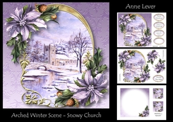 Arched Winter Scene - Snowy Church