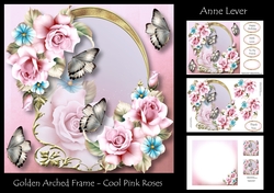 Golden Arched Frame - Cool Pink Roses