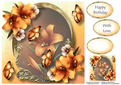 Golden Arched Frame - Orange Lilies 8x8