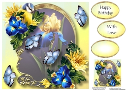 Golden Arched Frame - Iris & Bluetit 8x8