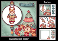 Folk Christmas Bauble - Reindeer